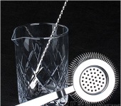 日本進口調酒器具3件套專業調酒長吧勺分酒器濾冰器包郵 